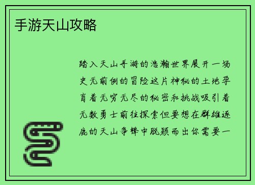 手游天山攻略