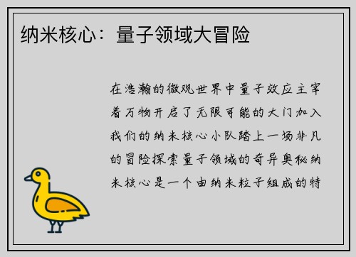 纳米核心：量子领域大冒险